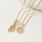 Women's Full diamond Rock sugar 26 letters Pendant Necklace Set Copper with zircon and gold plating Gold‑plated Round shape Flowers Fashion Accessories Layered Jewelry Set
