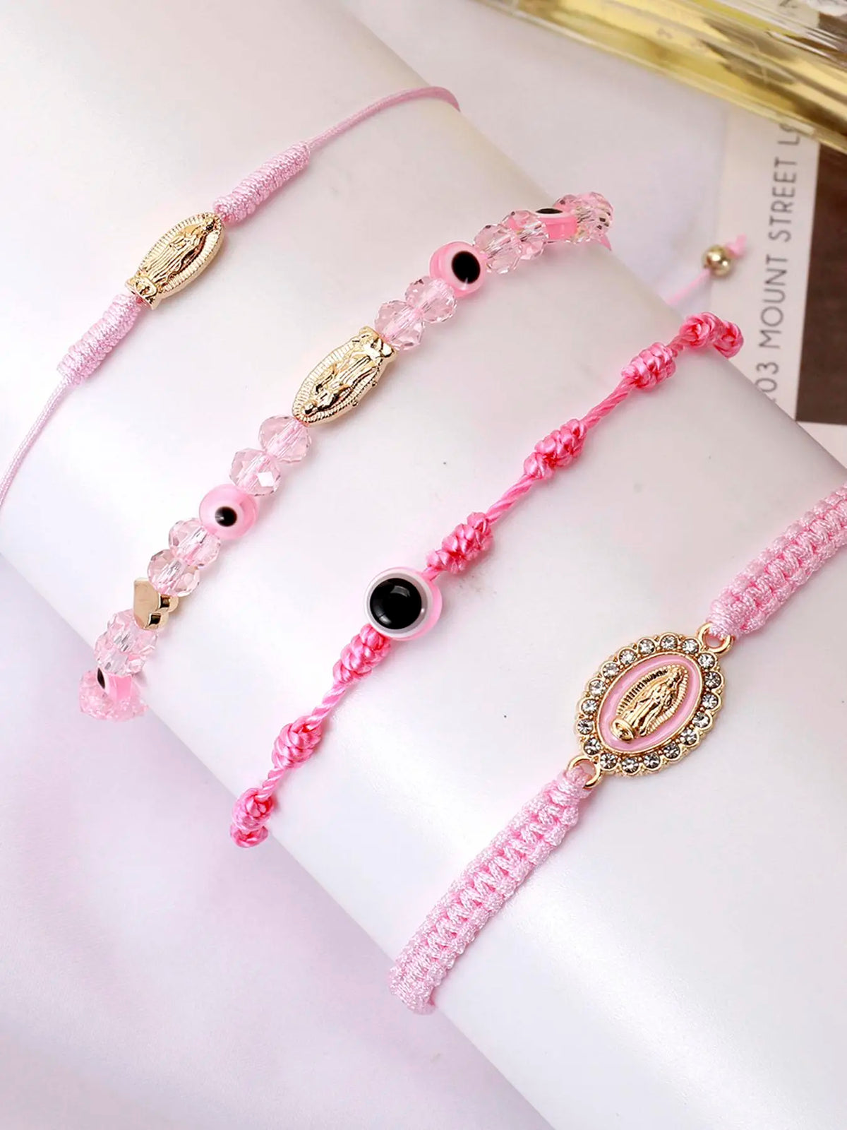 4Pcs Beaded Bracelet Set Mexican Braclets Virgin Mary San Judas Boho Style Beaded Braided Bracelet For Women Girls Red String Evil Eye Green Beads Anklets Jewelry Gift Bead Bracelets
