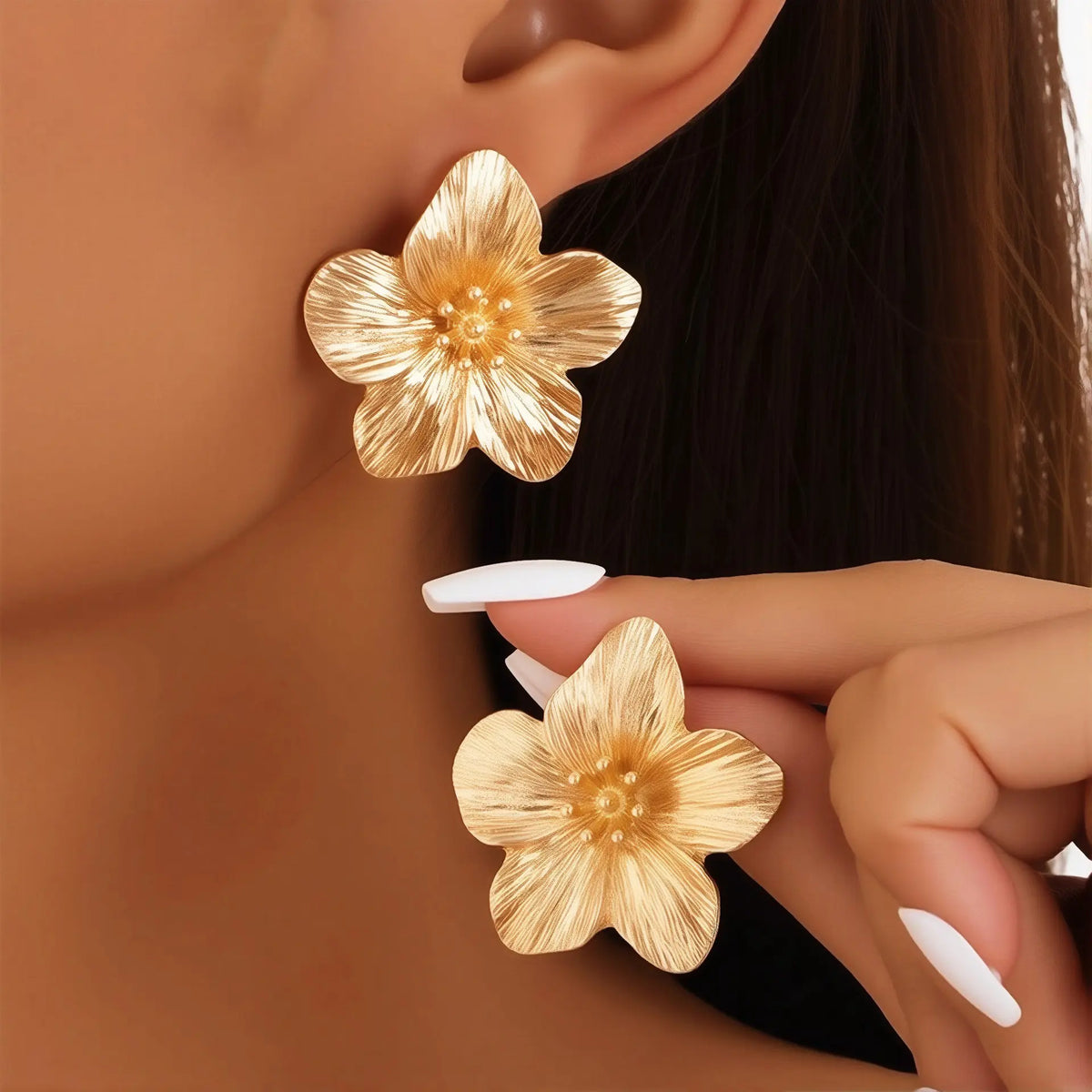 Women's Petal Stud Earrings - European-American Cross-Border Hot-Seller, Trendy Exaggerated Design, Earrings for Women