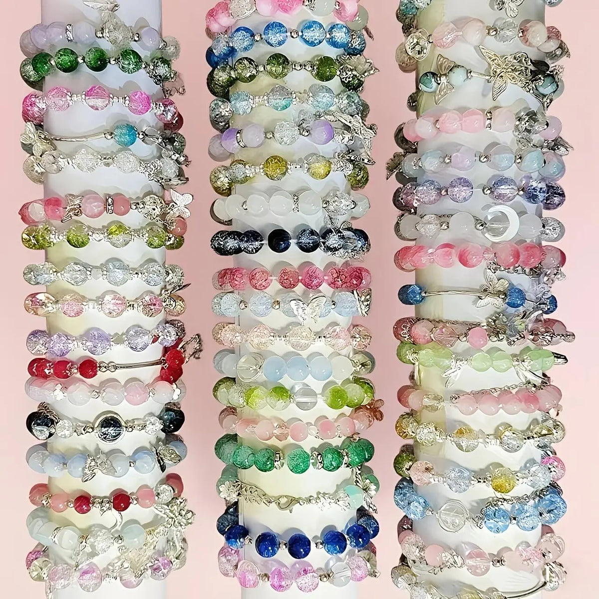 Women's 35pcs Bohemian Beaded Bracelet Set - Layered Charm Bangles with Multicolor Beads, Floral, Butterfly Pendants, Bracelet Stacking for Daily Wear, Anniversary Gift Jewelry, sohochic