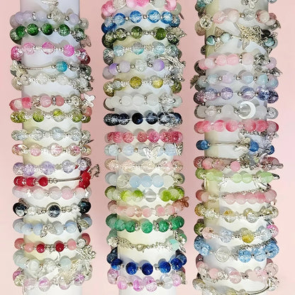 Women's 35pcs Bohemian Beaded Bracelet Set - Layered Charm Bangles with Multicolor Beads, Floral, Butterfly Pendants, Bracelet Stacking for Daily Wear, Anniversary Gift Jewelry, sohochic