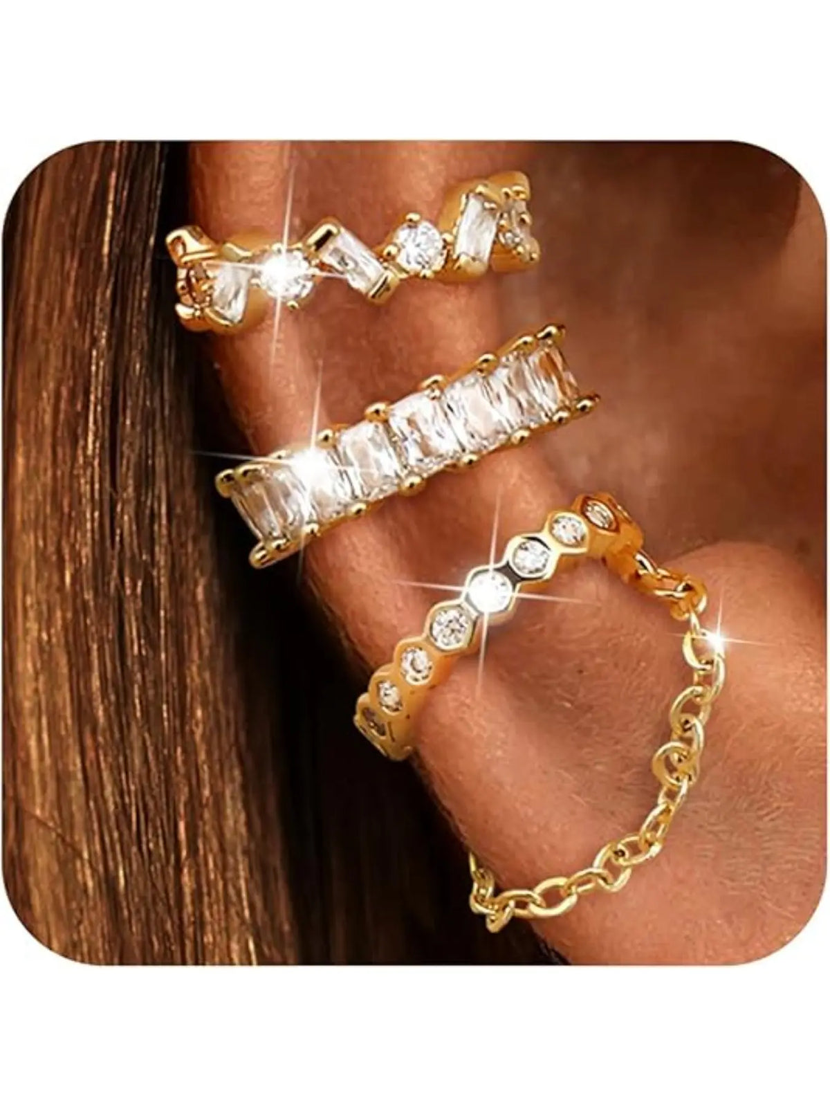 Ear Cuffs Non-Piercing Artificial Zircon Earrings for Women Non Pierced Earrings Cute Small Clip-On Cartilage Earring Gold Plated Dainty Fake Piercings Earings Earrings Set Ear Accessories