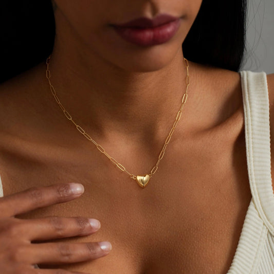 Tewiky 14K Gold/Silver Plated Heart Shape Pendant Magnetic Necklace for Women Dainty Fashion Choker Necklace Jewelry Love Party Mother's Day Gift