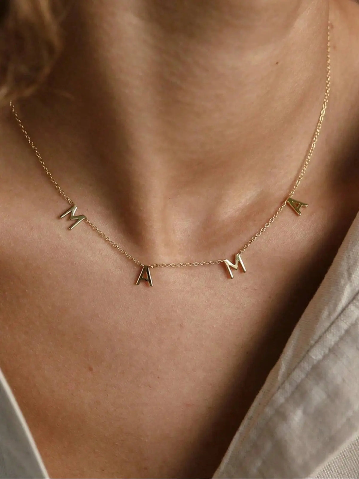 1PC Gold Silver Rose Gold Women's Stainless Steel letter "MAMA" Mother's Day necklace Chain Necklaces Personalized Jewelry Gift Mother's Gift Birthday Gift Christmas Gift Alphabet Necklaces, Accessory Necklace