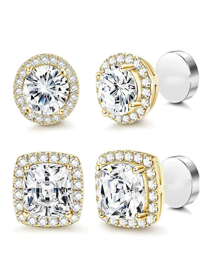 Women's Elegant Rhinestone Clip Earrings Set, High-Quality Stainless Steel, Perfect for All Seasons, DIY Party Accessories