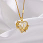 New Fashion Letter Detail Heart Shaped Pendant Necklace, Love Necklace for Women for Summer, Rhinestone & Flower Decor Stainless Steel Matching Necklace Jewelry, Girl's Temperament Cloths Accessory for Daily Wear