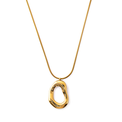 18K Gold Plated Irregular Pendant Chunky Statement Necklace for Women