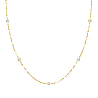 PAVOI Layering Necklace for Women, 14K Gold Plated Station CZ Chain