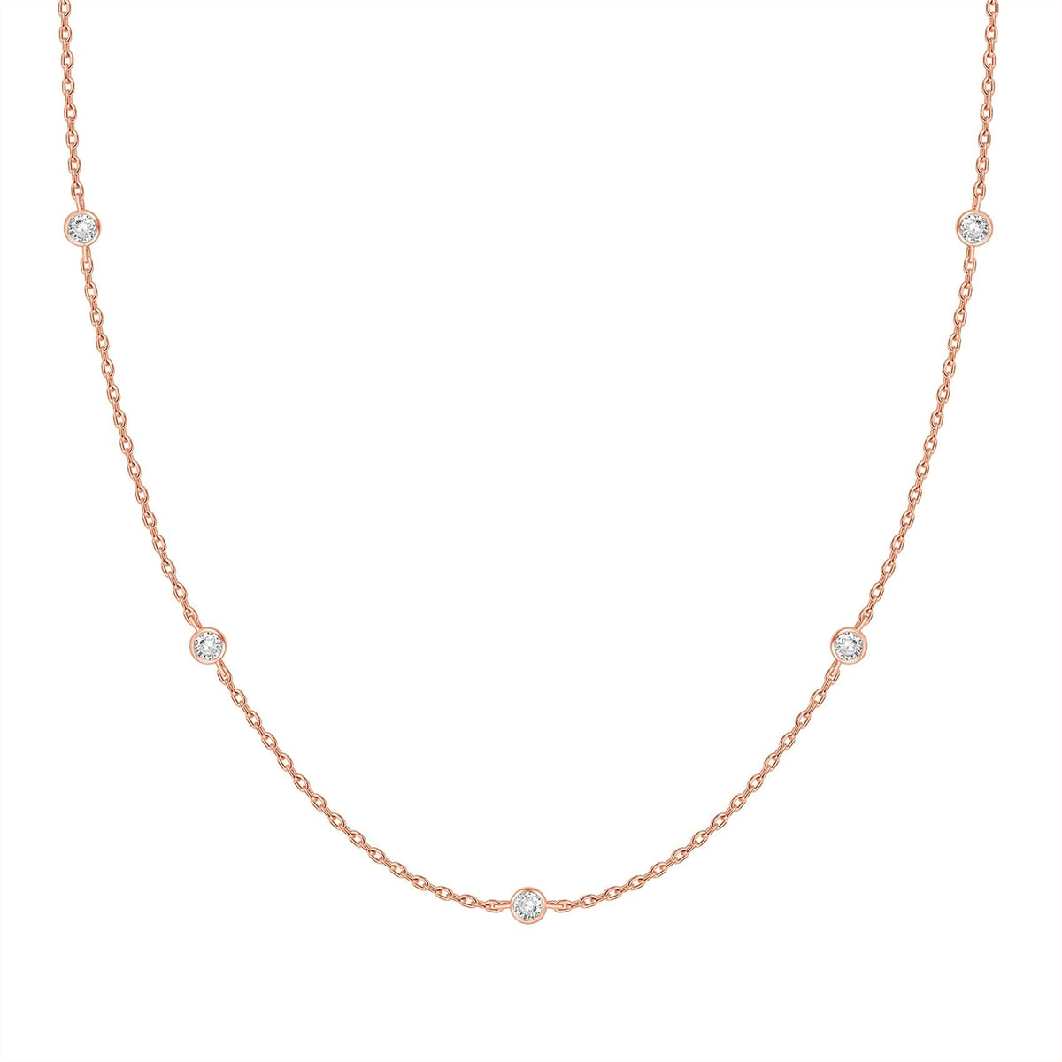 PAVOI Layering Necklace for Women, 14K Gold Plated Station CZ Chain