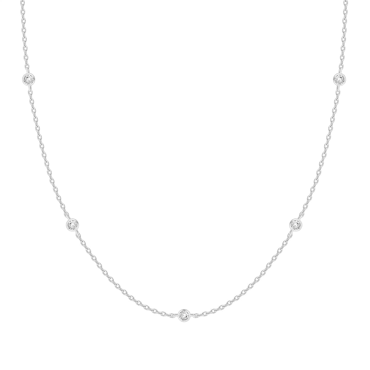 PAVOI Layering Necklace for Women, 14K Gold Plated Station CZ Chain