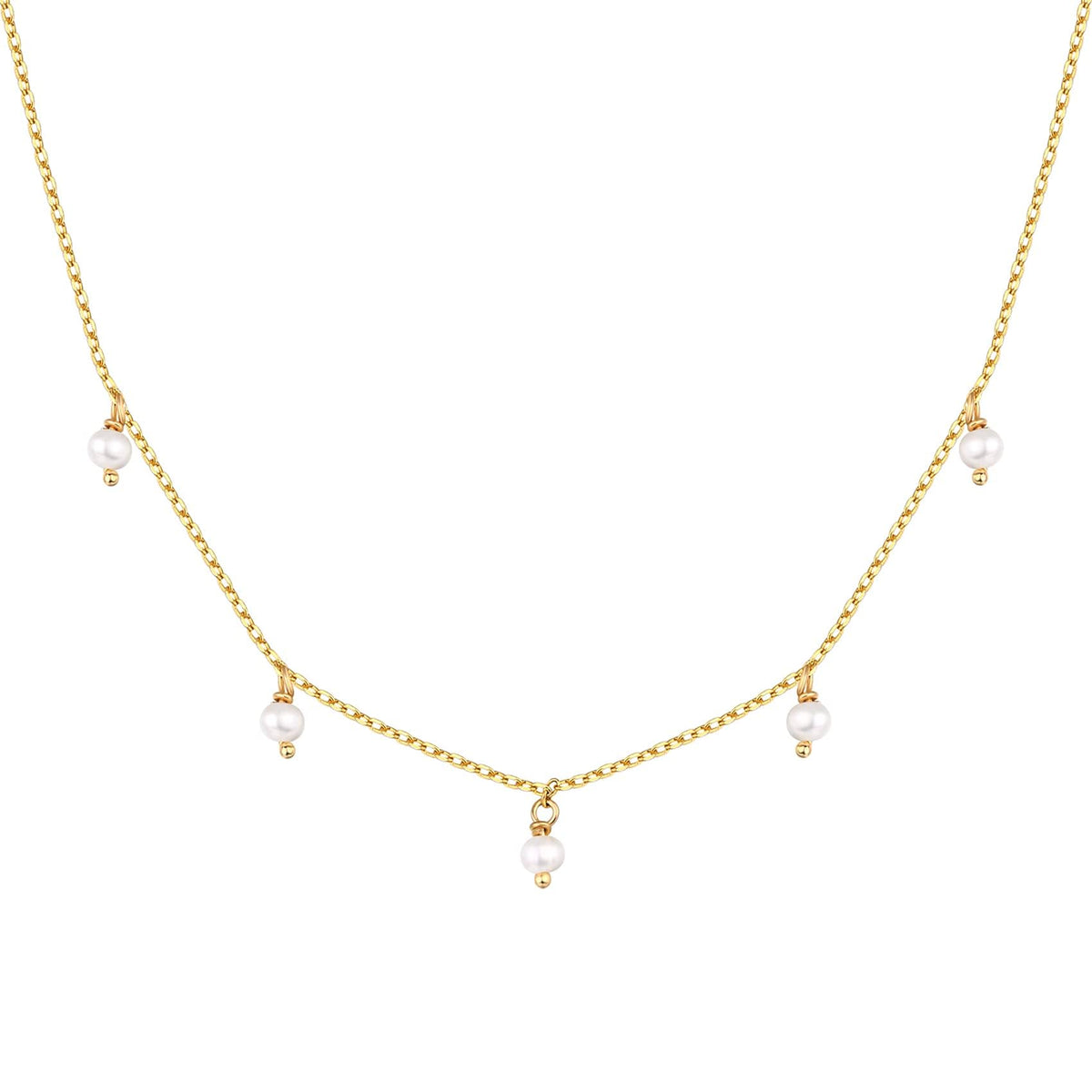 PAVOI Layering Necklace for Women, 14K Gold Plated Station CZ Chain