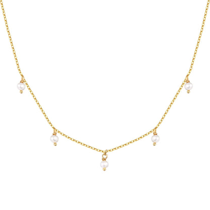 PAVOI Layering Necklace for Women, 14K Gold Plated Station CZ Chain