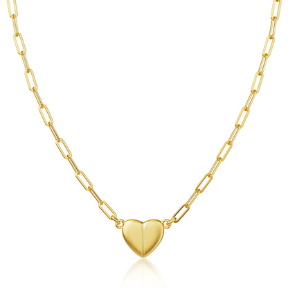 Tewiky 14K Gold/Silver Plated Heart Shape Pendant Magnetic Necklace for Women Dainty Fashion Choker Necklace Jewelry Love Party Mother's Day Gift