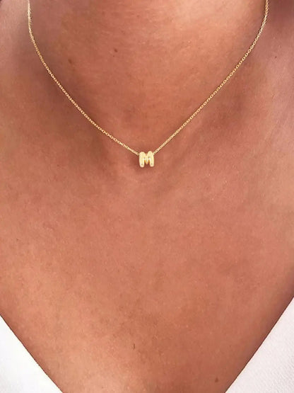 Bubble Letter Pendant Necklace for Women, New Fashion Stainless Steel Chain, Elegant All-Season Jewelry, Plated with Precious Metal, Initial Letter Necklace, Bubble Pendant Necklaces