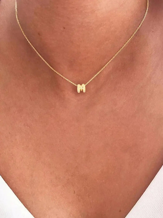 Bubble Letter Pendant Necklace for Women, New Fashion Stainless Steel Chain, Elegant All-Season Jewelry, Plated with Precious Metal, Initial Letter Necklace, Bubble Pendant Necklaces