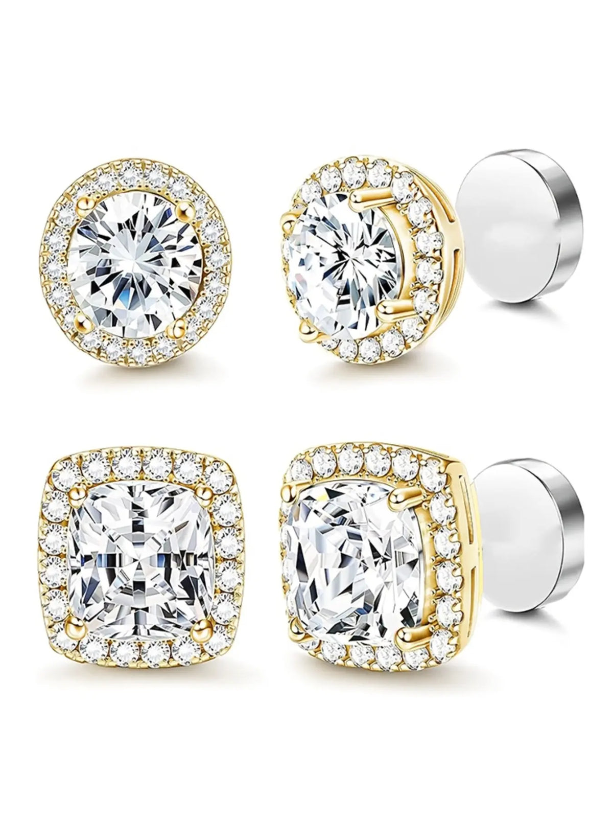 Women's Elegant Rhinestone Clip Earrings Set, High-Quality Stainless Steel, Perfect for All Seasons, DIY Party Accessories