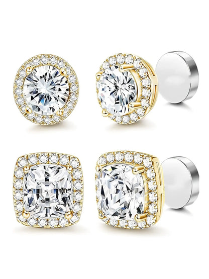 Women's Elegant Rhinestone Clip Earrings Set, High-Quality Stainless Steel, Perfect for All Seasons, DIY Party Accessories