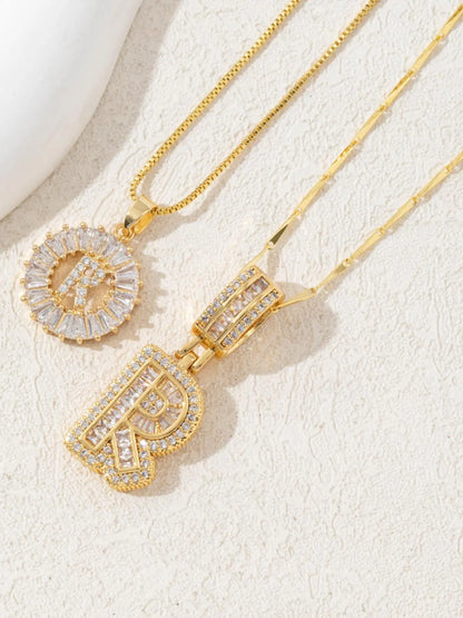 Letter Chain Necklace Set for Women, 26 Pendants with Zirconia Round Floral Design, Sister Matching Gift, Daily Wear Fashion Accessory, Casual Style Necklaces