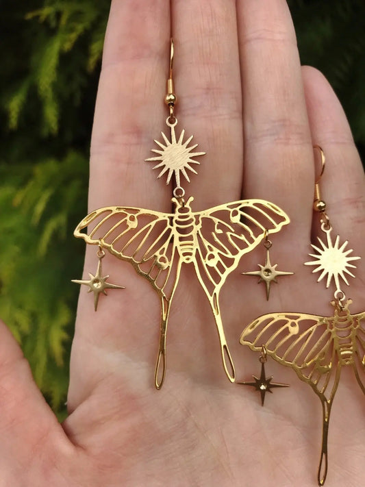 Women's Fashion Earrings, Retro Boho Style, Hollow Moth Butterfly Design, Ethnic Wind, Perfect for Daily Wear, Ideal Gift Choice, Dangling Earrings, Bohemian Earrings, Dangly Earrings