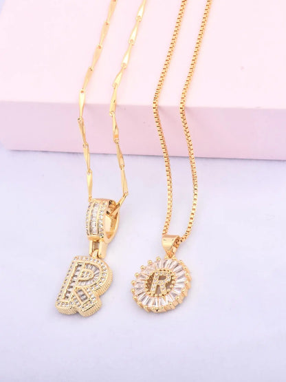 Initials Necklace with Box, 26 Letters Pendant Necklace, Alphabet Letter Necklace for Women & Girls, Fashion Jewelry for Party, Daily Decor, Trendy All-match & Exquisite Jewelry for Birthday Gift, Personalized Initial Necklace, Fashionable Accessory