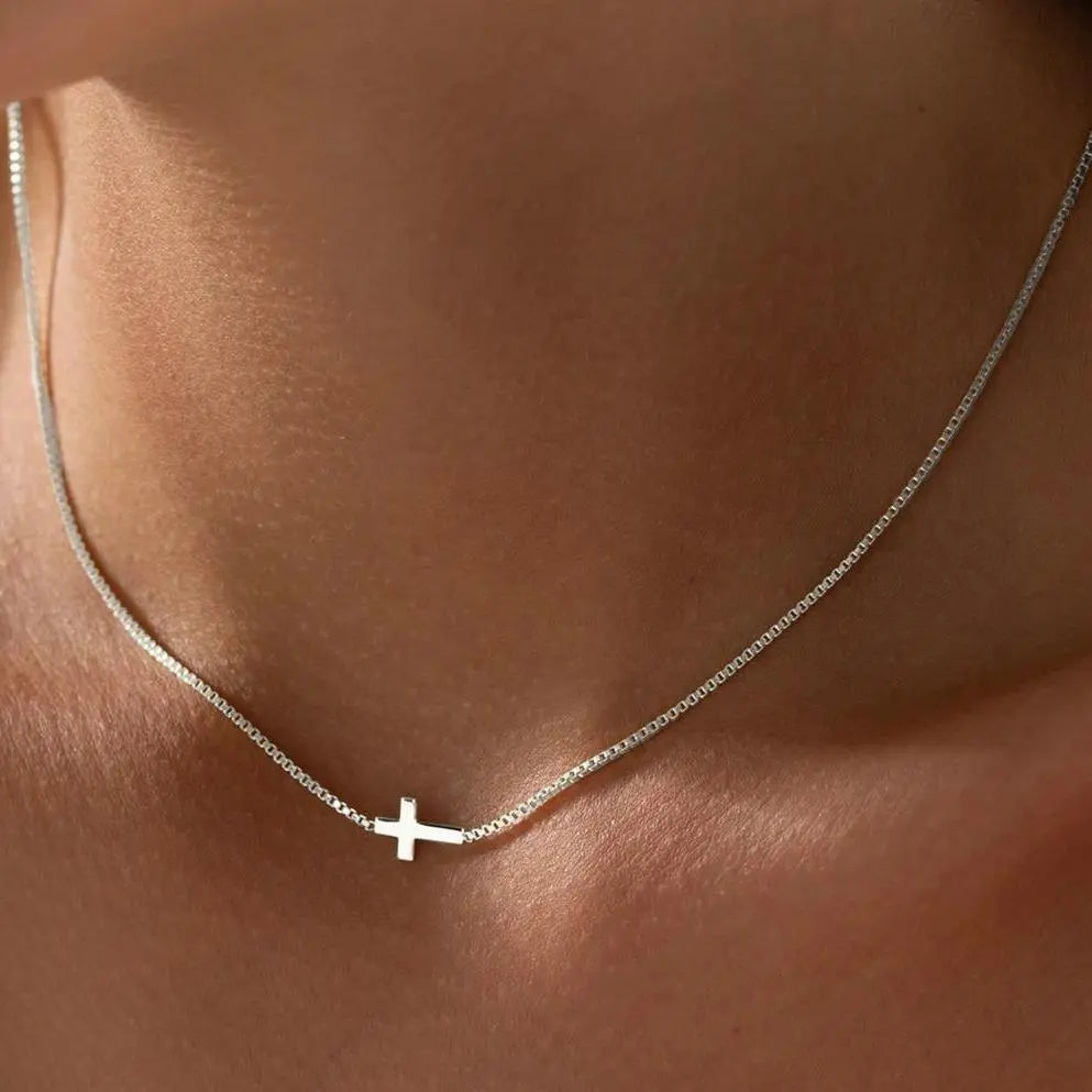Tasiso Women's Dainty Gold Cross Necklace - 15"+2" Extension Chain, Hypoallergenic, Eco-Friendly Gold Jewelry, Exquisite Chic Cute Accessories for Women, Mother's Day Gift for Mom