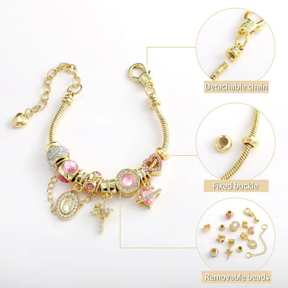 Tewiky Gold & Silver Aurora Multi Element Snake Chain Bracelet for Women, Two Tone Dainty Detachable Charm Bracelet, DIY Freely Mix & Match, Trendy Daily Jewelry Gift for Mother's Day | tiktokshopspringglowup