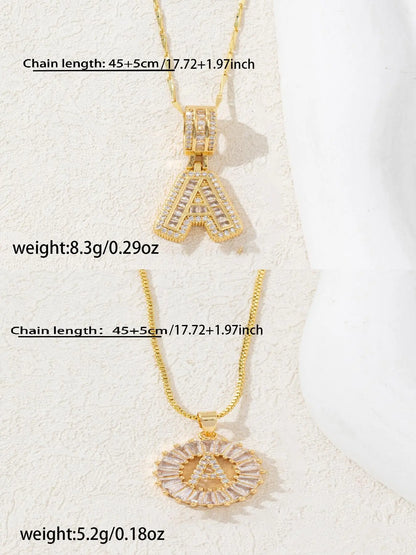 Letter Chain Necklace Set for Women, 26 Pendants with Zirconia Round Floral Design, Sister Matching Gift, Daily Wear Fashion Accessory, Casual Style Necklaces