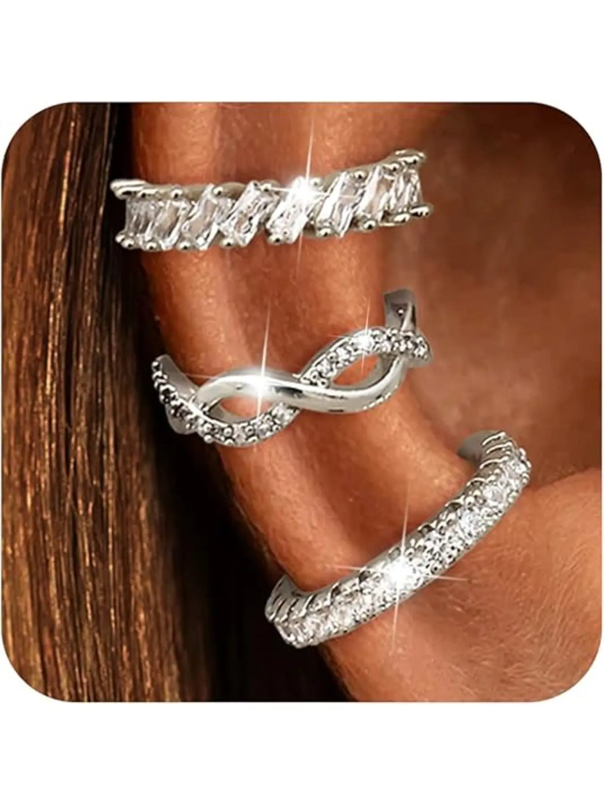Ear Cuffs Non-Piercing Artificial Zircon Earrings for Women Non Pierced Earrings Cute Small Clip-On Cartilage Earring Gold Plated Dainty Fake Piercings Earings Earrings Set Ear Accessories