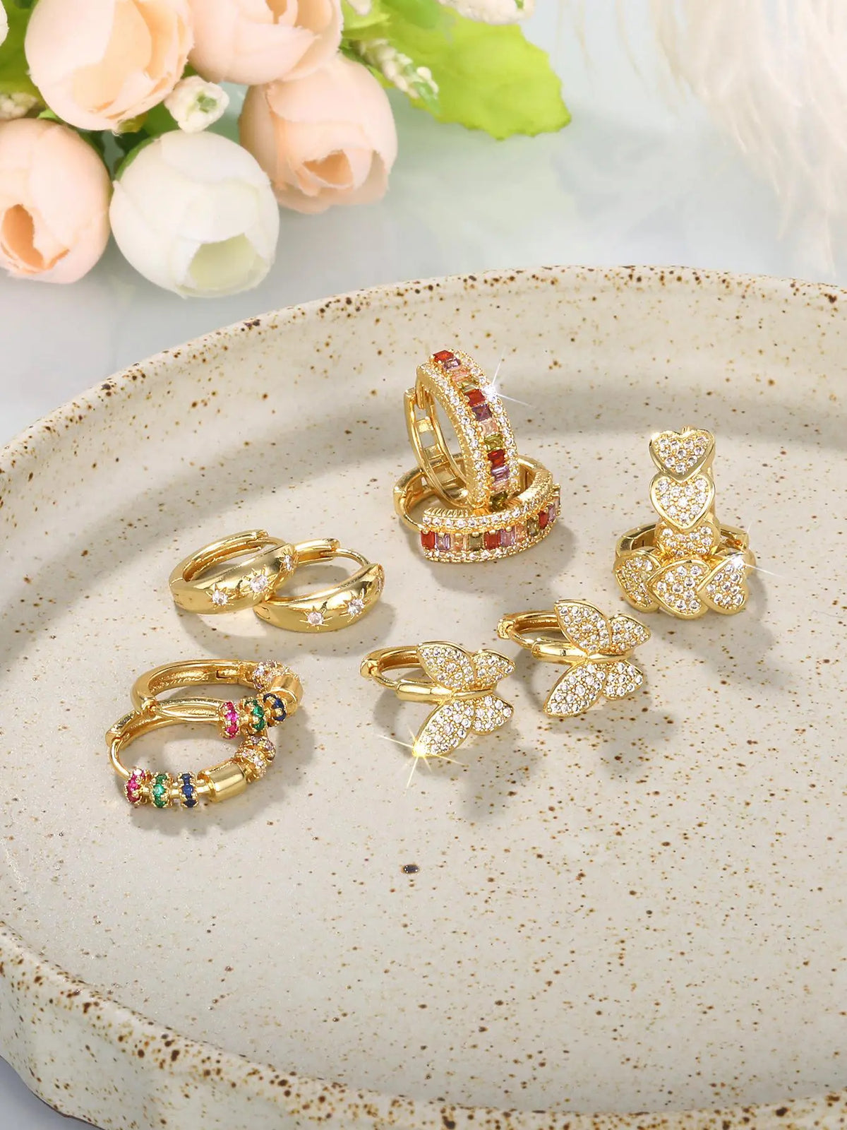 Women's Elegant Butterfly & Heart Design Hoop Earrings, Fashionable Exquisite Hoop Earrings, Trendy All-match Jewelry as Gift for Daily & Party Decor, Heart Shaped Earrings, Versatile Earrings, Earring Set, Trendy Fashionable Accessories