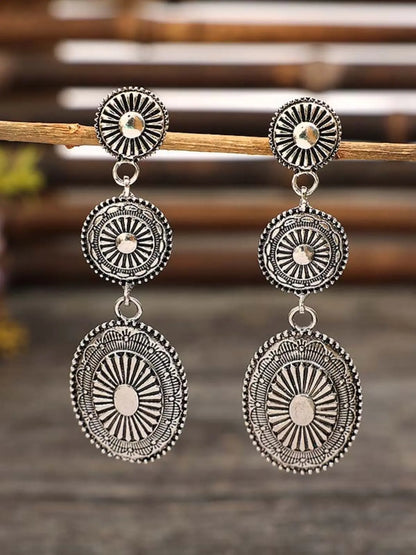 Vintage Bohemian Western Style Earrings, Metal Alloy Geometric Patchwork Design, Unique Dangle Earrings for Women, All Season Earrings, Drop Earrings, Earrings Dangling, High Quality Earrings, Trendy Jewelry