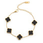 AIPPK 18K Gold Plated Clover Lucky Bracelet for Women White/Black/Red/Green Flower Four Leaf Link Bracelets Trendy Jewelry Gifts for Women