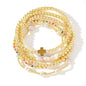 14K Gold Plated Pearl Beaded Cross Bracelets Stack Set for Women,Stretch Boho Colorful Christian Beads Ball Jewelry Friendship Summer Trendy Gift