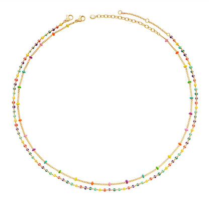 MTMY Beaded Necklaces for Women 14K Gold Plated Dainty Colorful Green/Rose Beaded Pearl Choker Necklace Delicate Boho Choker Necklace Jewelry Gift