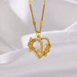 New Fashion Letter Detail Heart Shaped Pendant Necklace, Love Necklace for Women for Summer, Rhinestone & Flower Decor Stainless Steel Matching Necklace Jewelry, Girl's Temperament Cloths Accessory for Daily Wear