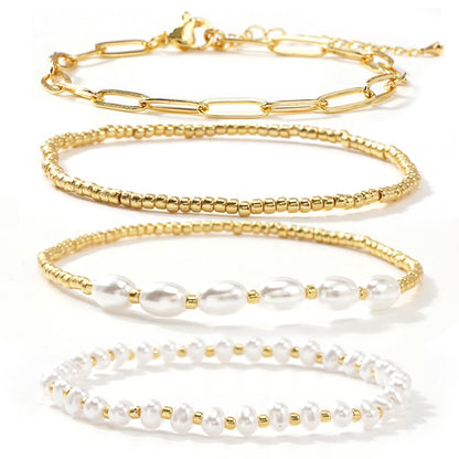 14K Gold Plated Pearl Beaded Cross Bracelets Stack Set for Women,Stretch Boho Colorful Christian Beads Ball Jewelry Friendship Summer Trendy Gift