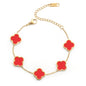 AIPPK 18K Gold Plated Clover Lucky Bracelet for Women White/Black/Red/Green Flower Four Leaf Link Bracelets Trendy Jewelry Gifts for Women