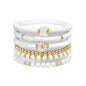 GOOJIDS Surfer Heishi Clay Bead Bracelets for Women Bohemian Stackable Gold Plated Beaded Stretch Bracelets Elastic Layering Friendship Bracelets Set Boho Jewelry