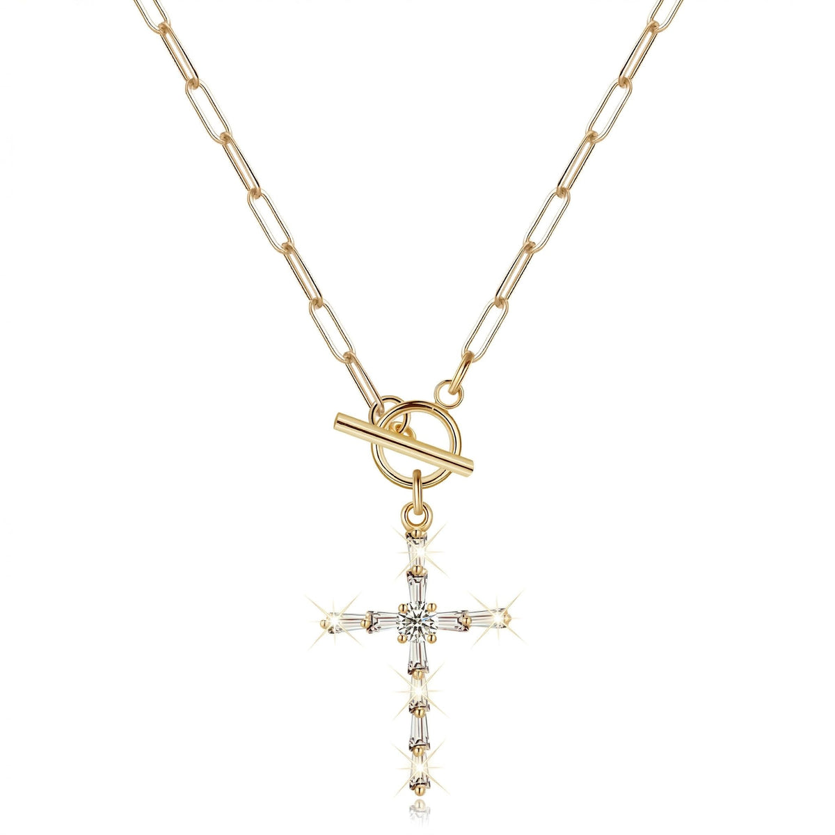 18K Gold Necklace for Women Trendy White Natural Shells Toggle Clasp