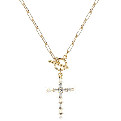 18K Gold Necklace for Women Trendy White Natural Shells Toggle Clasp