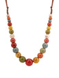 MINACHI Hippie Boho Colorful Ceramic Round Beads Strand Necklace, Bohemian Fashion Statement Jewelry Gift for Women
