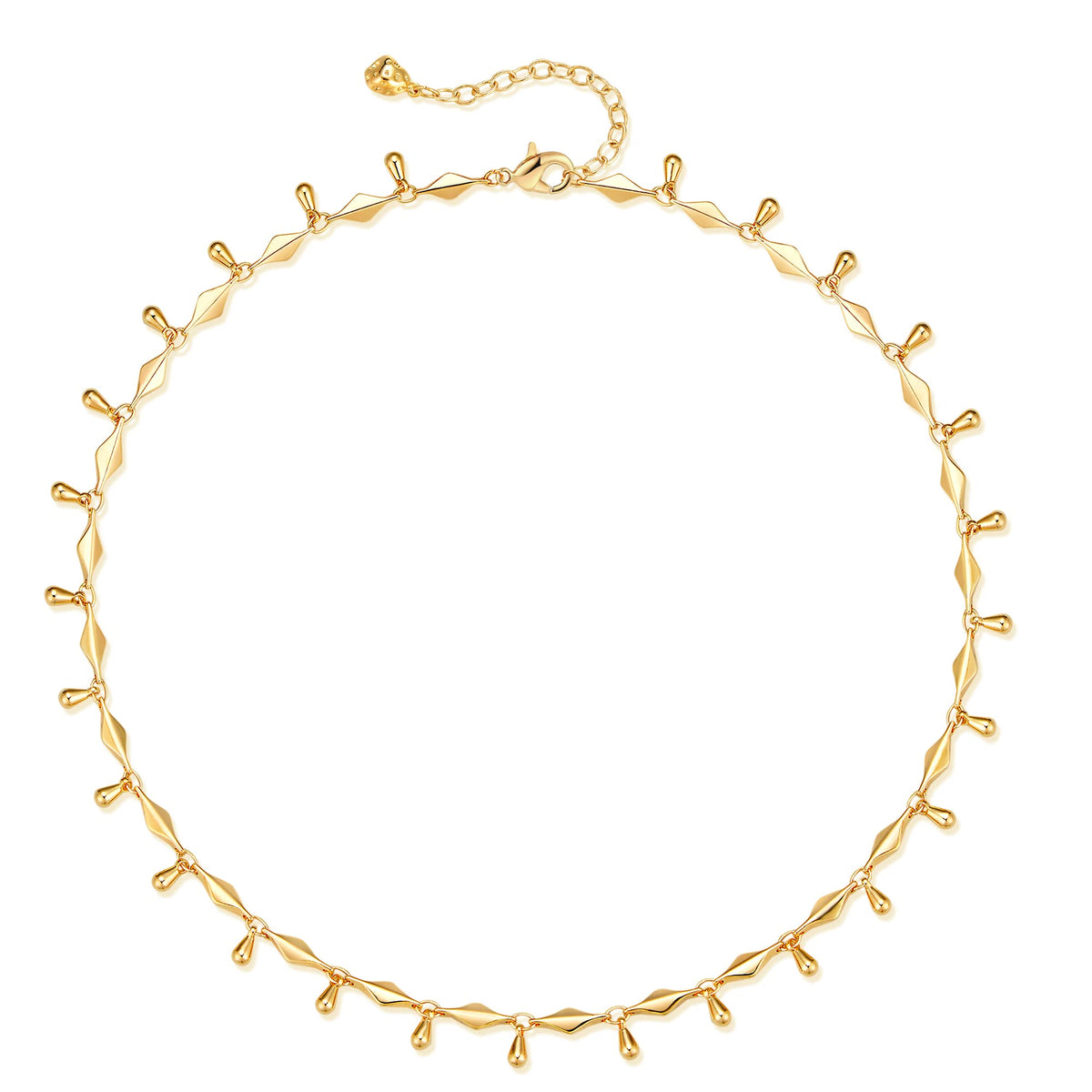 MTMY Beaded Necklaces for Women 14K Gold Plated Dainty Colorful Green/Rose Beaded Pearl Choker Necklace Delicate Boho Choker Necklace Jewelry Gift