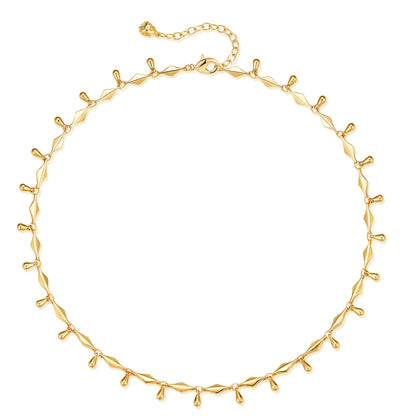 MTMY Beaded Necklaces for Women 14K Gold Plated Dainty Colorful Green/Rose Beaded Pearl Choker Necklace Delicate Boho Choker Necklace Jewelry Gift