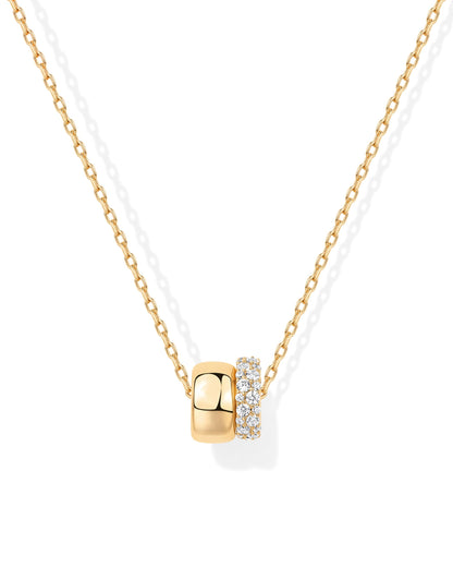 PAVOI 14K Gold Plated Pendant Necklace for Women, CZ Rondelle Pendants