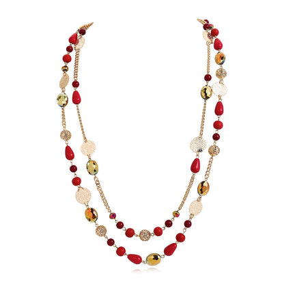 Bocar Long Necklaces for Women Trendy, Boho Layered Crystal Beaded Collar Necklaces for Women, Fashion Statement Necklaces Jewelry