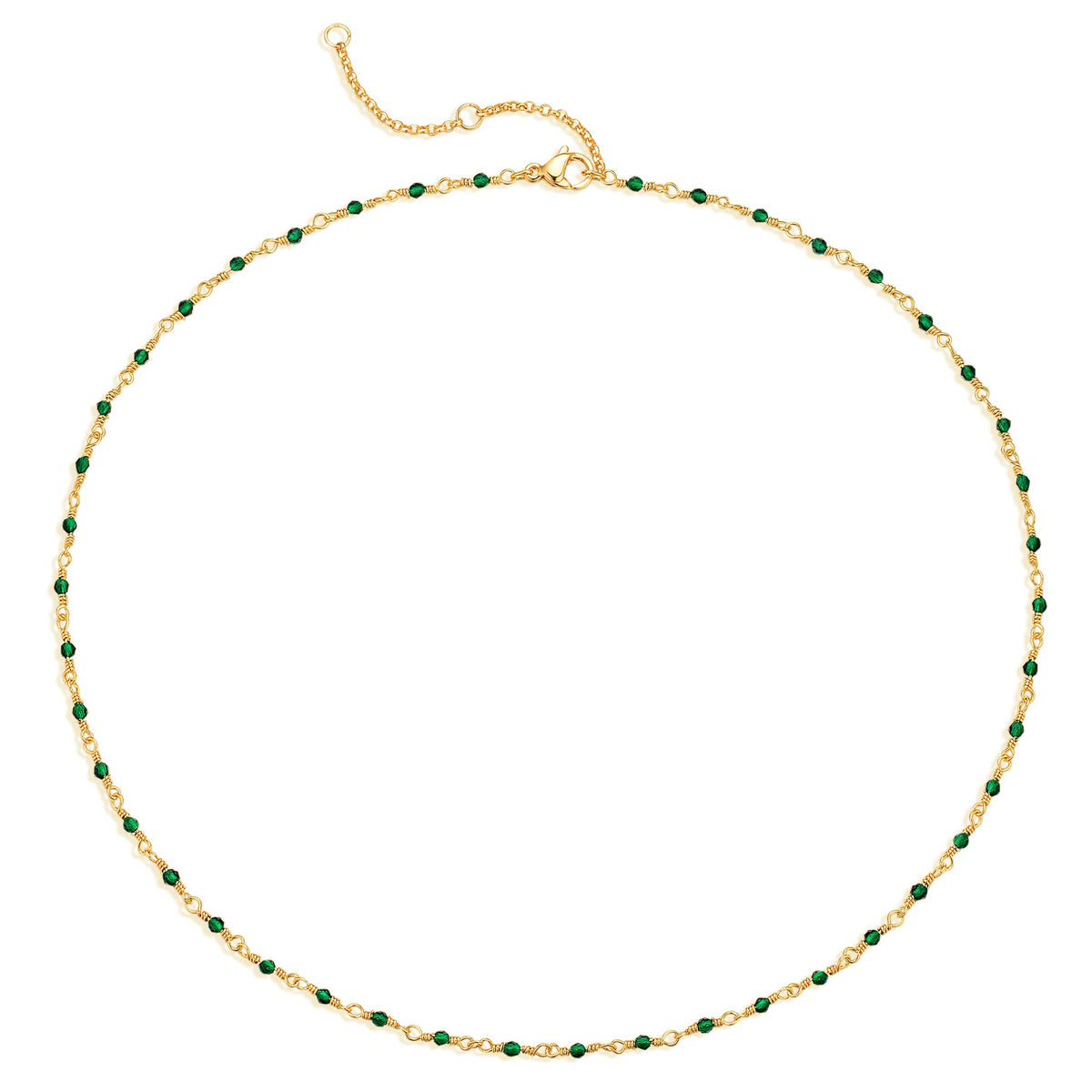 MTMY Beaded Necklaces for Women 14K Gold Plated Dainty Colorful Green/Rose Beaded Pearl Choker Necklace Delicate Boho Choker Necklace Jewelry Gift