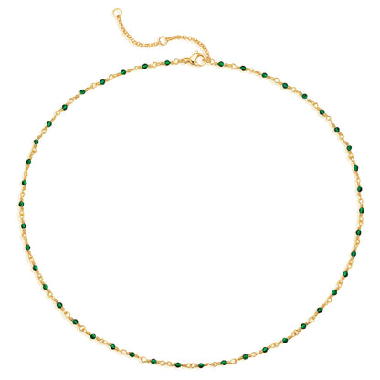 MTMY Beaded Necklaces for Women 14K Gold Plated Dainty Colorful Green/Rose Beaded Pearl Choker Necklace Delicate Boho Choker Necklace Jewelry Gift