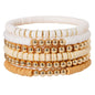 GOOJIDS Surfer Heishi Clay Bead Bracelets for Women Bohemian Stackable Gold Plated Beaded Stretch Bracelets Elastic Layering Friendship Bracelets Set Boho Jewelry