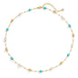 MTMY Beaded Necklaces for Women 14K Gold Plated Dainty Colorful Green/Rose Beaded Pearl Choker Necklace Delicate Boho Choker Necklace Jewelry Gift
