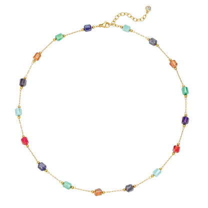 MTMY Beaded Necklaces for Women 14K Gold Plated Dainty Colorful Green/Rose Beaded Pearl Choker Necklace Delicate Boho Choker Necklace Jewelry Gift
