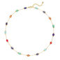 MTMY Beaded Necklaces for Women 14K Gold Plated Dainty Colorful Green/Rose Beaded Pearl Choker Necklace Delicate Boho Choker Necklace Jewelry Gift